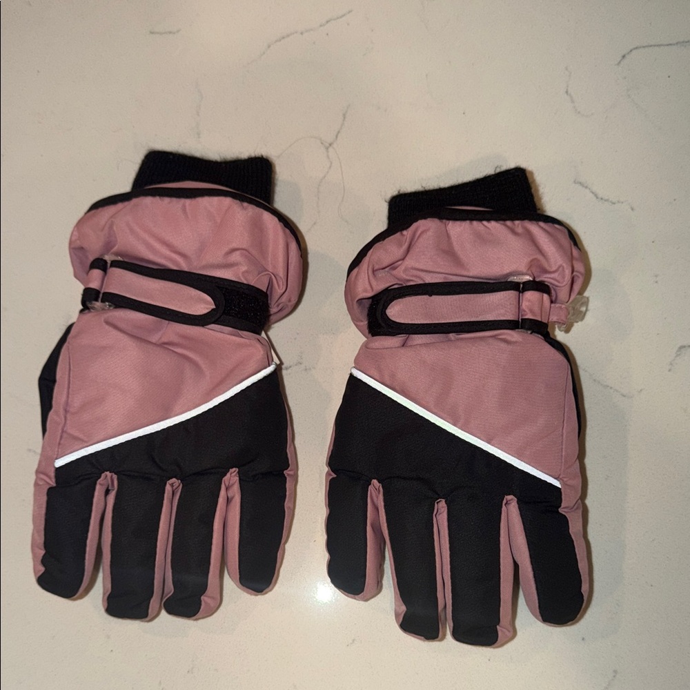 Pink and Black Winter Gloves